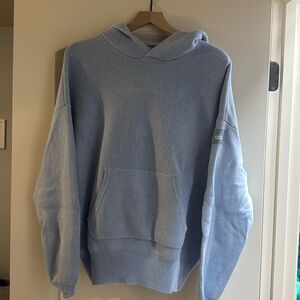Alo light blue oversized hooded sweatshirt, size medium.